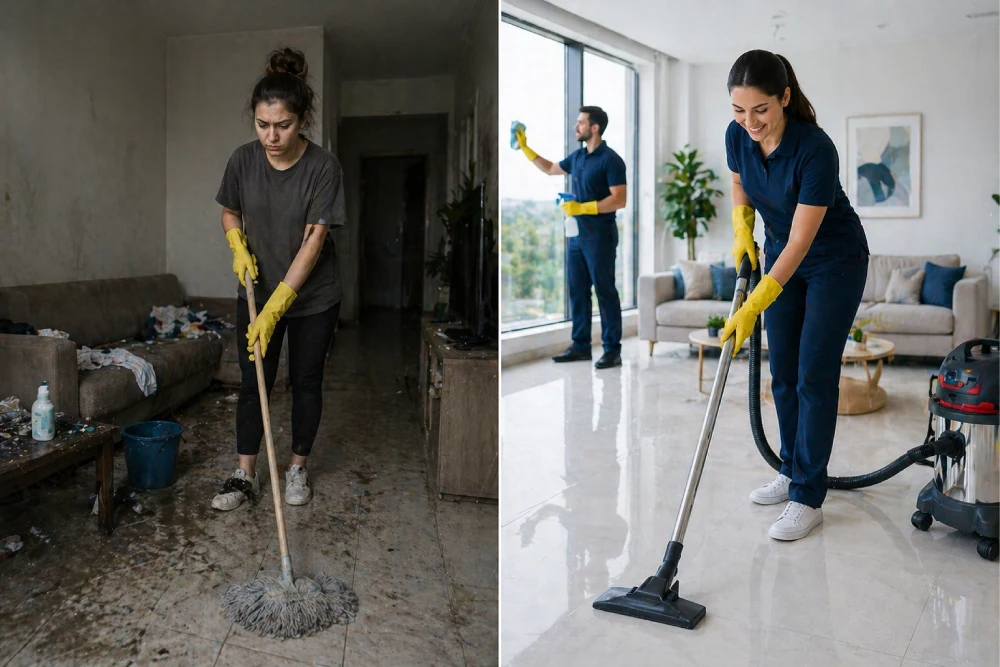 Professional cleaner cleaning a home in Adelaide