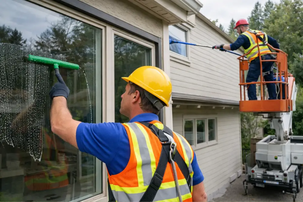 Professional window cleaners in Adelaide cleaning exterior glass