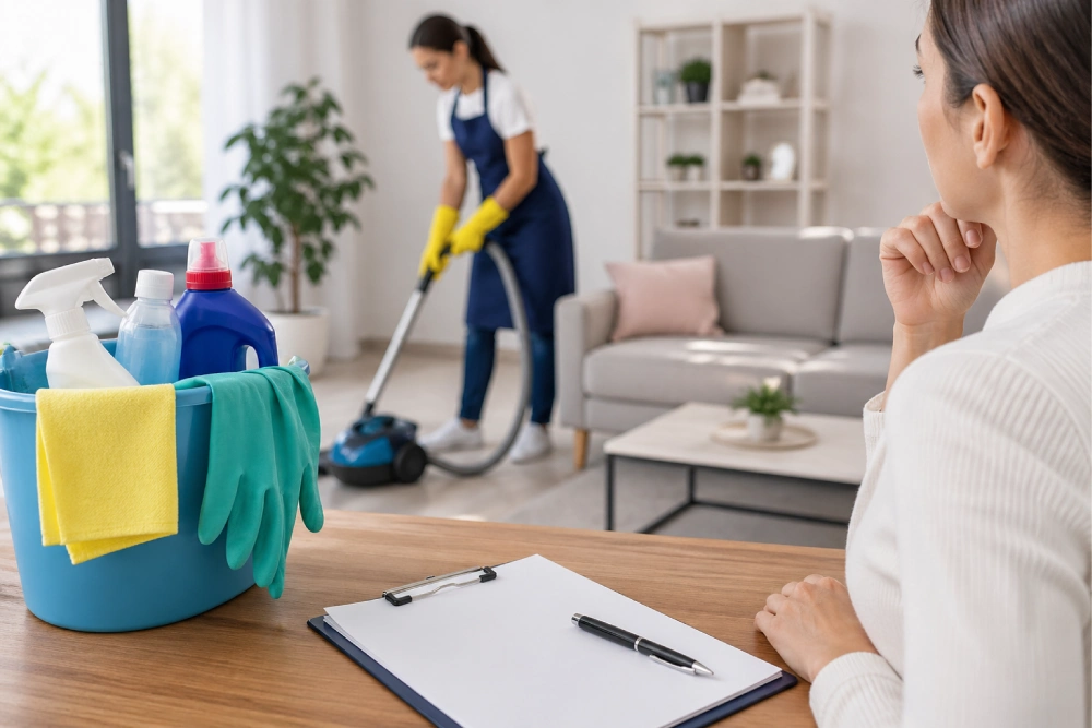 Professional house cleaner cleaning a home in Adelaide